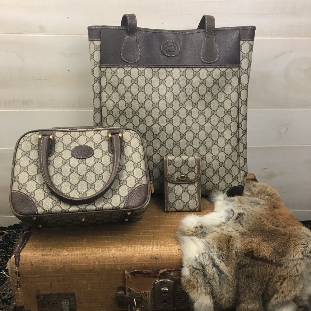 Vintage GUCCI Leather/Mono GG 2 Piece Set